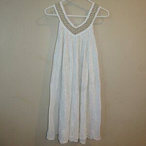 Vintage Olympic Grigoropoulos Gregory Greece Grecian White Gold Metallic Dress